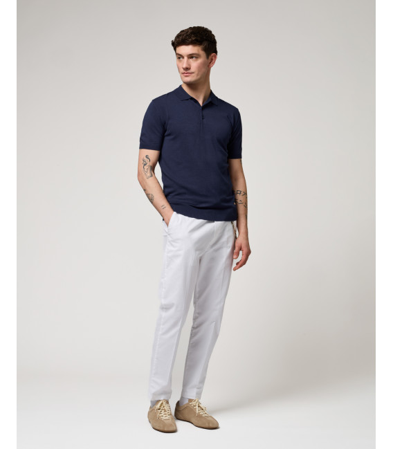 Muscle fit knitted polo shirt