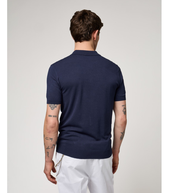 Muscle fit knitted polo shirt