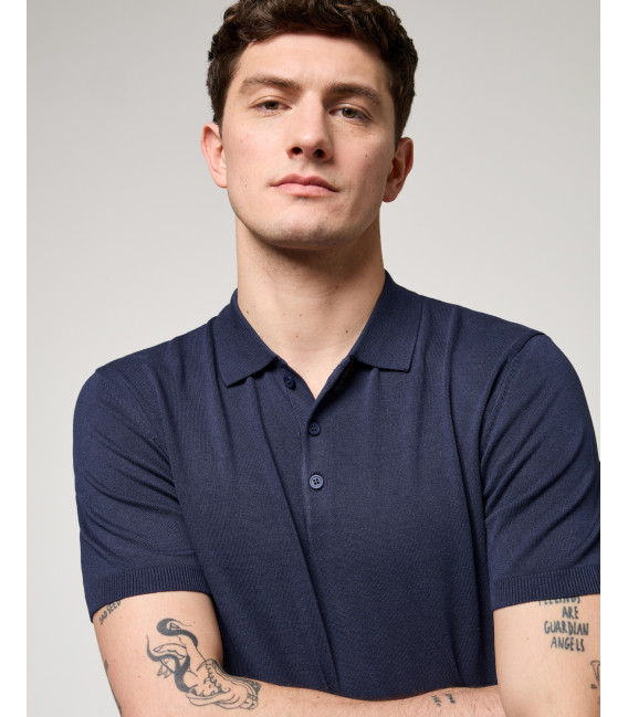 Muscle fit knitted polo shirt