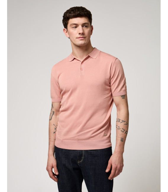 Muscle fit knitted polo shirt