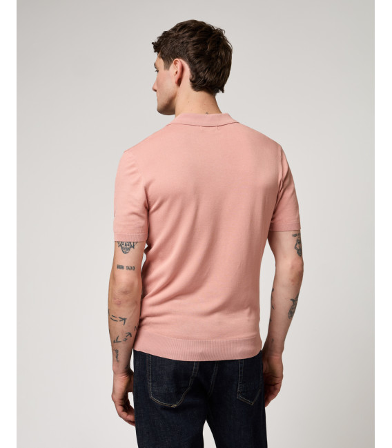 Muscle fit knitted polo shirt