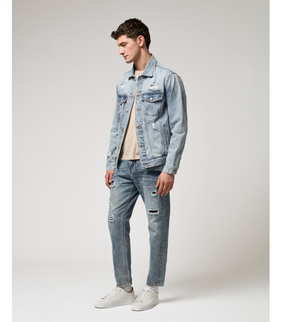 GRANT carrot fit jeans with rips and patches