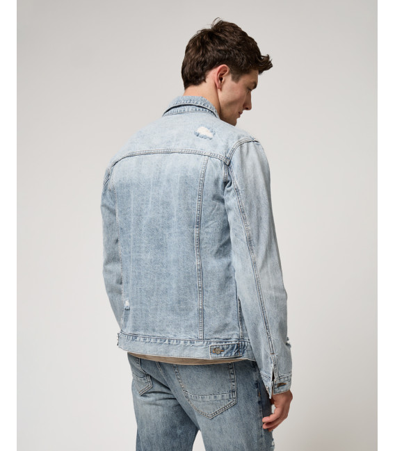 Denim jacket with rips