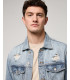 Denim jacket with rips