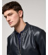Faux-leather bomber jacket