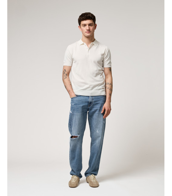 Muscle fit knitted polo shirt