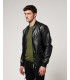 Faux-leather bomber jacket