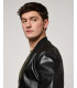 Faux-leather bomber jacket