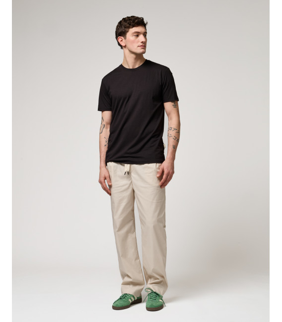 Wide leg drawstring trousers with double pleats