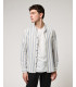 Mandarin collar shirt with stripes