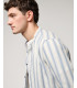 Mandarin collar shirt with stripes