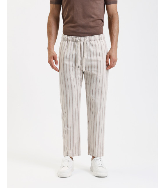 Relaxed fit striped drawstring trousers