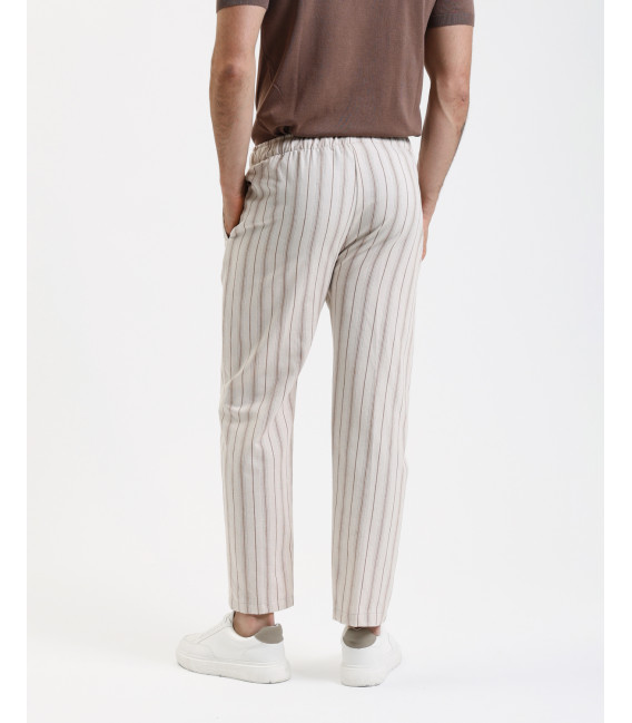 Relaxed fit striped drawstring trousers