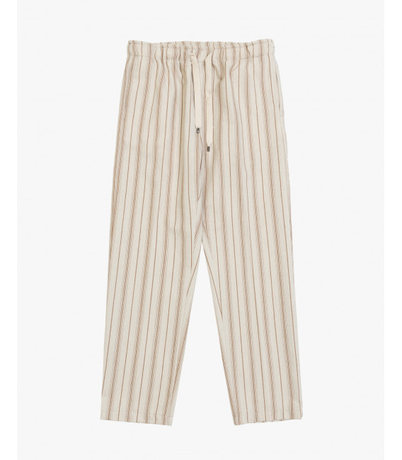 Relaxed fit striped drawstring trousers