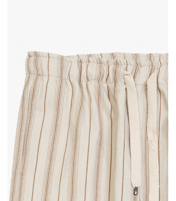 Relaxed fit striped drawstring trousers