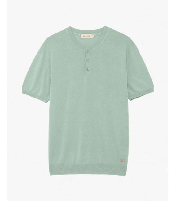 Knitted mandarin collar polo shirt