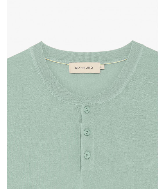 Knitted mandarin collar polo shirt