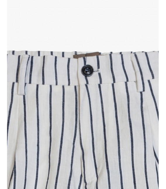 Linen pinstriped relaxed fit suit trousers
