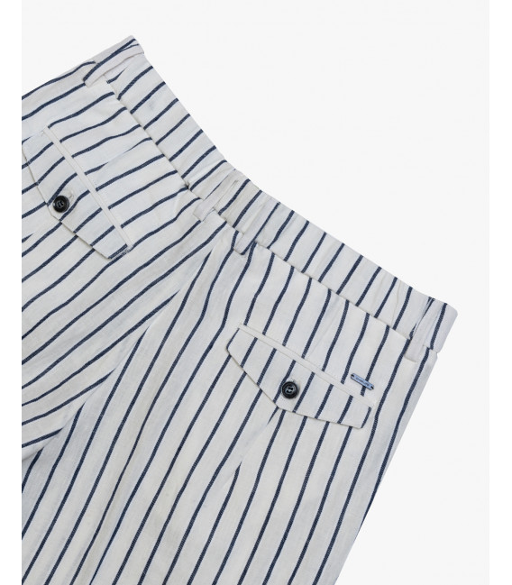 Linen pinstriped relaxed fit suit trousers