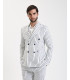 Pinstriped linen double breasted jacket