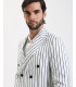 Pinstriped linen double breasted jacket
