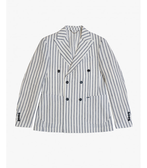 Pinstriped linen double breasted jacket