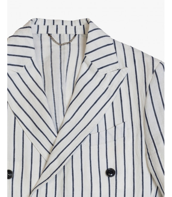 Pinstriped linen double breasted jacket