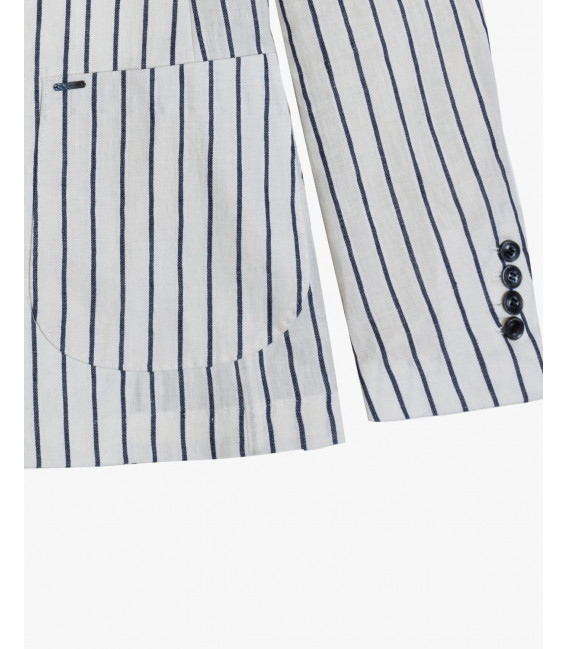 Pinstriped linen double breasted jacket