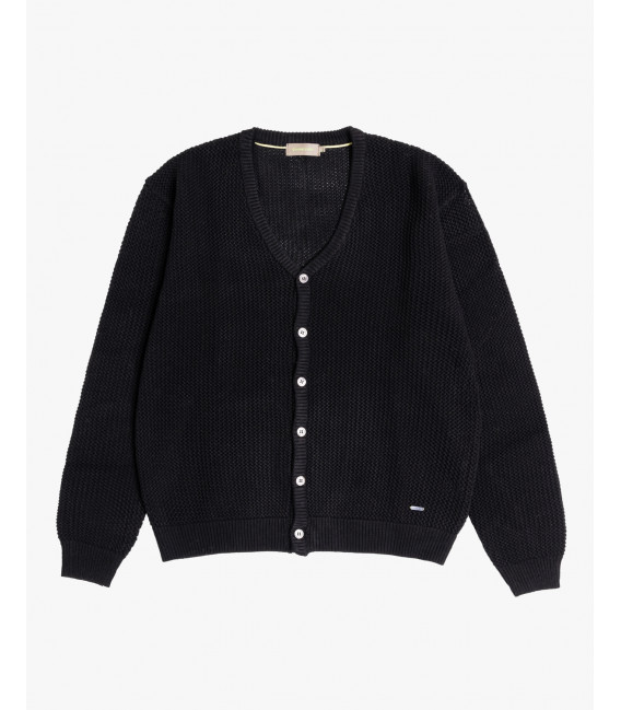 Textured open-knit cardigan