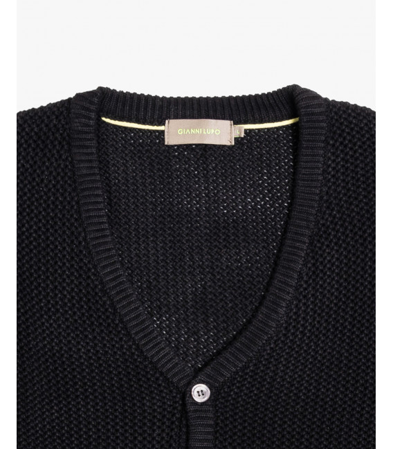 Textured open-knit cardigan