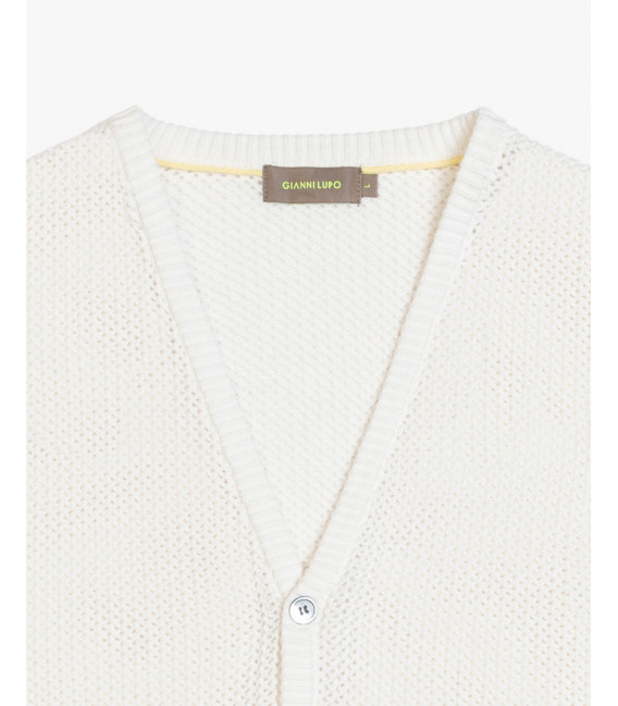 Textured open-knit cardigan