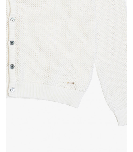 Textured open-knit cardigan
