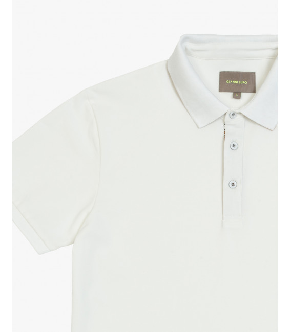 Polo in piquet con sottocollo fantasia