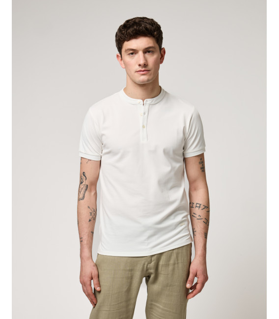 Mandarin collar polo shirt in piquet