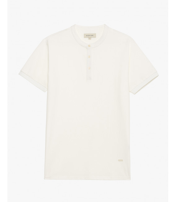 Mandarin collar polo shirt in piquet