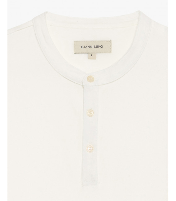 Mandarin collar polo shirt in piquet