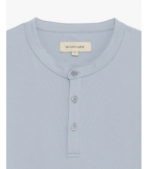 Mandarin collar polo shirt in piquet