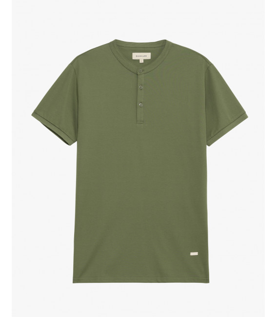 Mandarin collar polo shirt in piquet