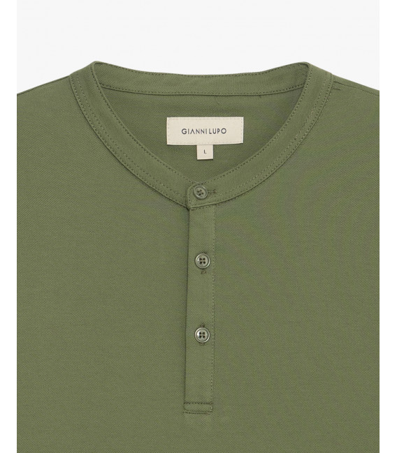 Mandarin collar polo shirt in piquet