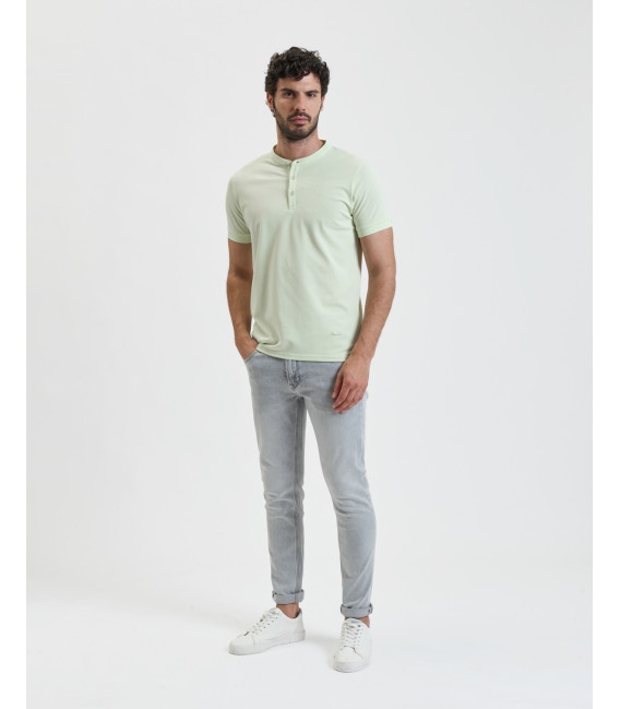 Mandarin collar polo shirt in piquet