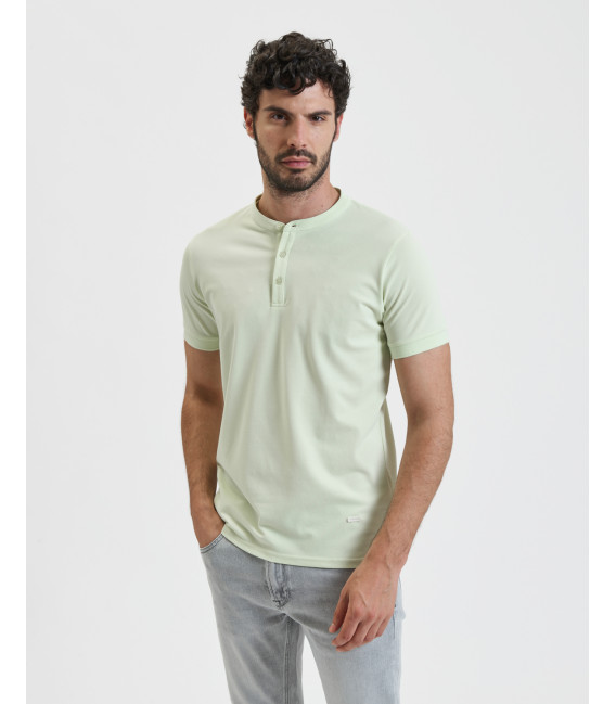 Mandarin collar polo shirt in piquet