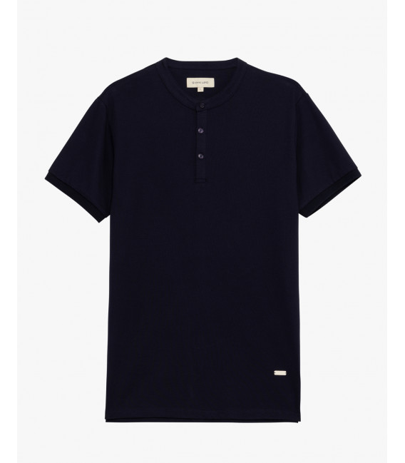 Mandarin collar polo shirt in piquet