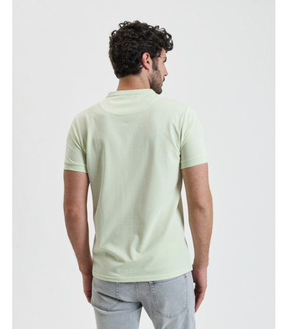 Mandarin collar polo shirt in piquet