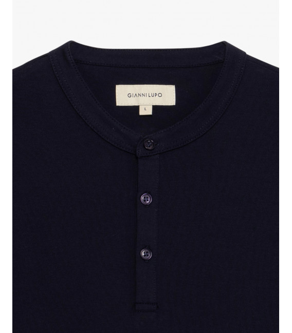 Mandarin collar polo shirt in piquet