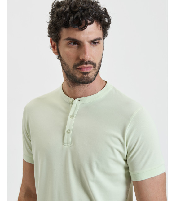 Mandarin collar polo shirt in piquet