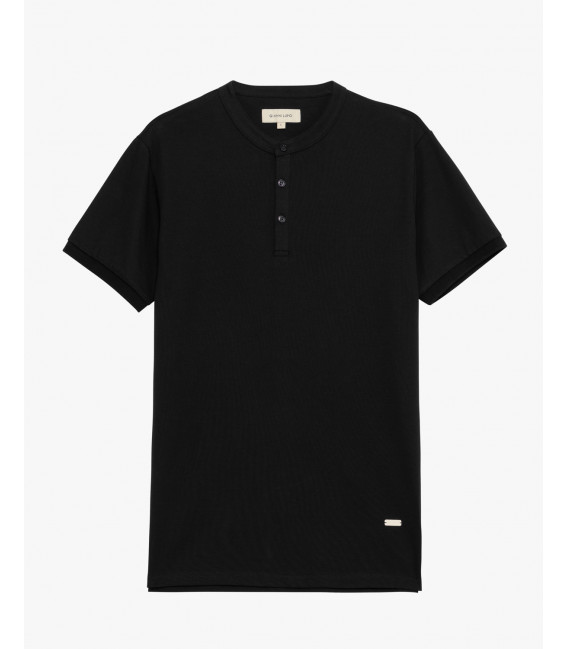 Mandarin collar polo shirt in piquet