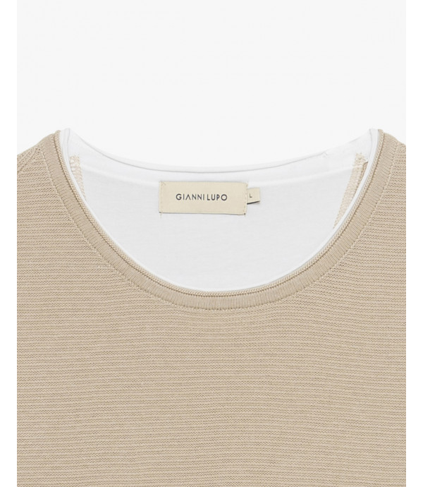 Textured t-shirt in cotton