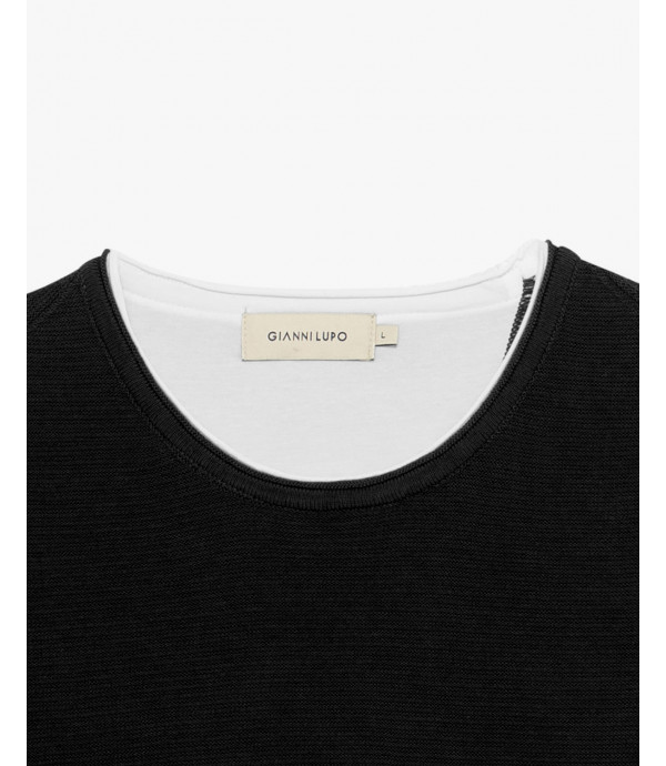 Textured t-shirt in cotton