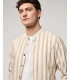 Mandarin collar shirt with stripes