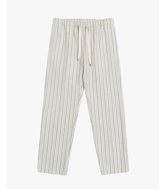 Relaxed fit striped drawstring trousers